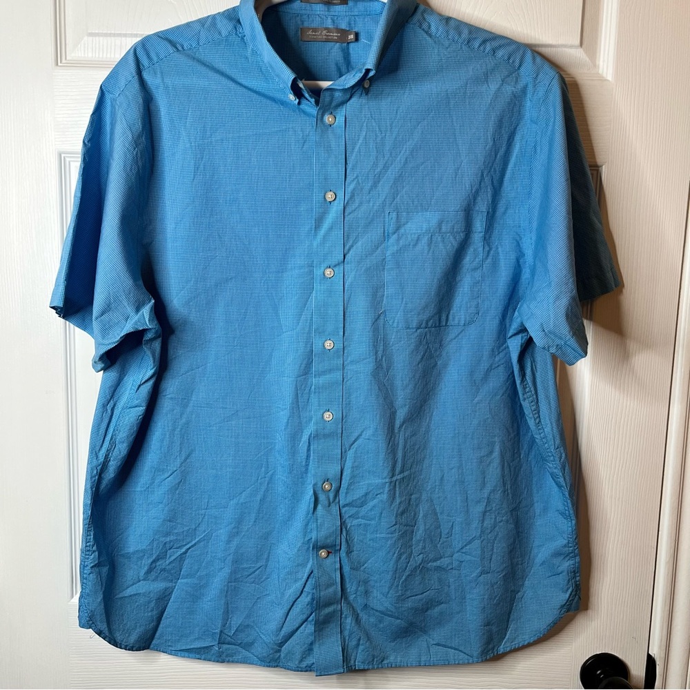 NWOT Daniel Cremieux Short Sleeve Blue Check Dress Shirt 2XB